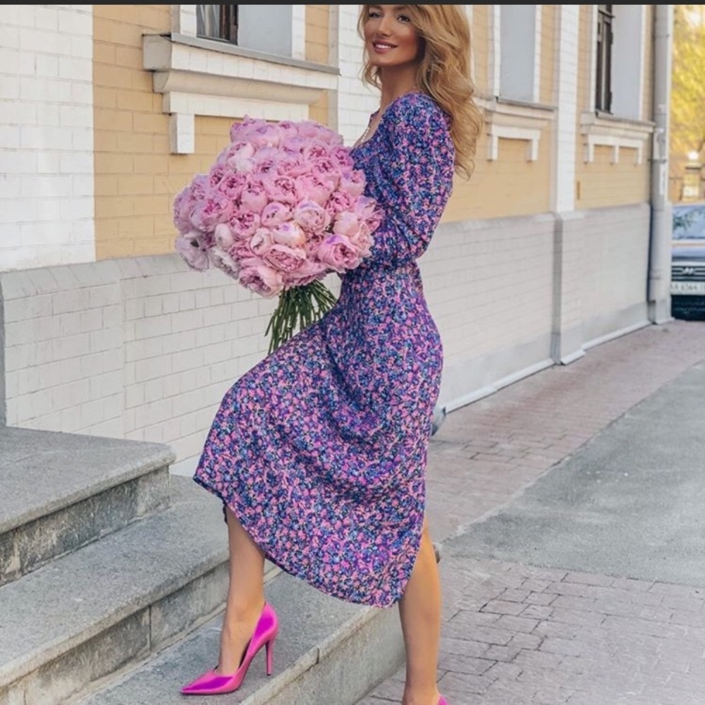 Zara multicolor floral print dress